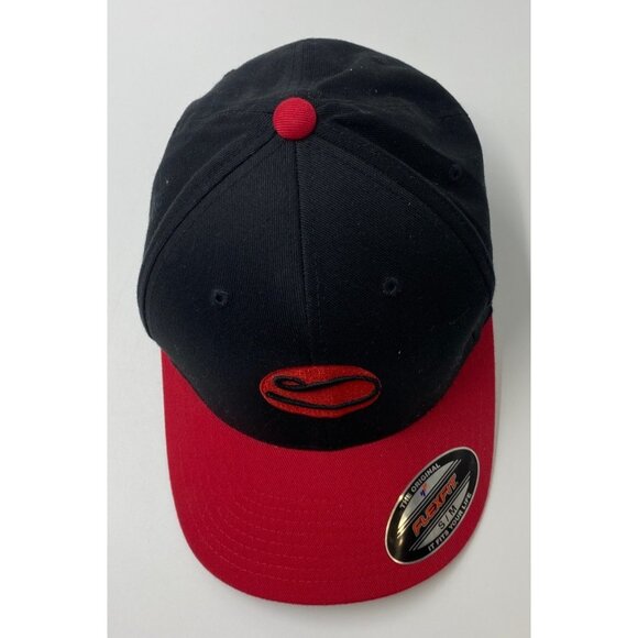 Flexfit Hat La Tee Da 5 Panel Small Medium Black Red Logo Yupoong - Picture 6 of 8